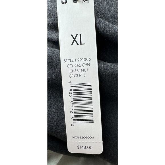 NIC+ZOE Knit Long Sleeve Pocket Lounge Around Draped Front Jacket Chestnut, XL - Picture 10 of 11